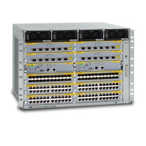 8 Slot chassis no power supplies Preloaded with AlliedwarePlus OS