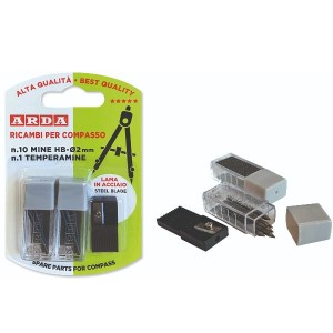 Blister ricambi per compasso: 10 mine + 1 temperamine