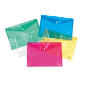 CF10BUSTE BOTTONE A4 TRASP BLU