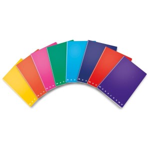 CF10 QUADERNO MONOCROMO A4 80GR RIGATURA 1 RIGO FF. 40+2 COVER IN PPL 8 COLORI ASSORTITI