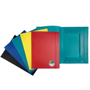 CF10 CARTELLA A 3 LEMBI CON ELASTICO TONDO FORMATO A3 52X37 CM COLORI ASSORTITI BLU ROSSO VERDE GIALLO