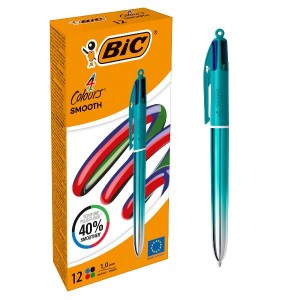 CF12 PENNE A SFERA BIC 4 COLOURS SMOOTH FUSTO VERDE ACQUA 4 INCHIOSTRI