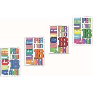 BIGLIETTI BUON COMPLEANNO 18 ANNI ASSORTITI