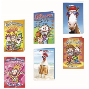 BIGLIETTI BUON COMPLEANNO UMORISTICO ASSORTITI