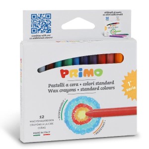 12 pastelli a cera alta resistenza D 9 x 85 mm in scatola di cartone