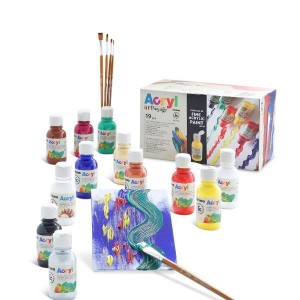 Mega Box Acryl 12 x 125ml 2 cartoncini telati 5 pennelli sintetici.