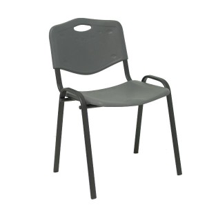 Set di 2 sedie impilabili Modello Iso in PVC Grigio scuro Senza Braccioli