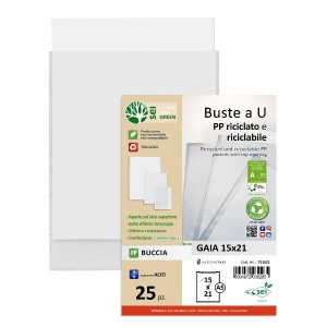 CF25 BUSTE GAIA PP BUCCIA RICICLATO E RICICLABILE 150X210 (A5) APERTE SU LATIO SUPERIORE