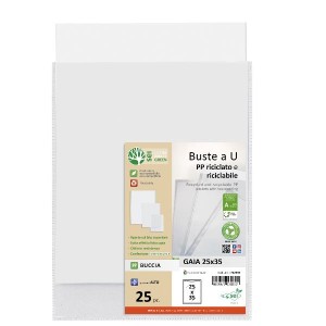 CF25 BUSTE GAIA PP BUCCIA RICICLATO E RICICLABILE 250X350 APERTE SUL LATO SUPERIORE