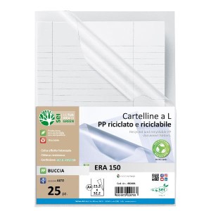 CF25 BUSTE A L IN PP BUCCIA RICICLATO E RICICLABILE CON APERTURA A L E LUNETTA LATERALE. ALTO SPESSORE