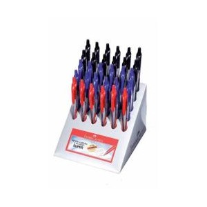 Espositore compact con 30 penne a sfera SUPER a scatto (12nere 12blu 6 rosse)