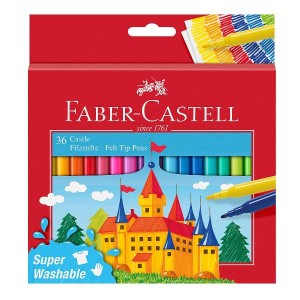 Astuccio in cartone con 36 pennarelli Castello superlavabili punta fine