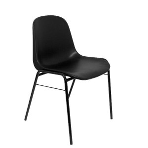Set di 4 sedie impilabili Modello BETA PVC Nero Senza braccioli