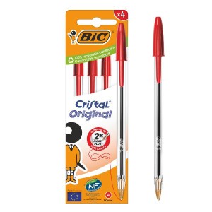 BIC CRISTAL ORIGINAL 1mm Astuccio 4pz Rosso