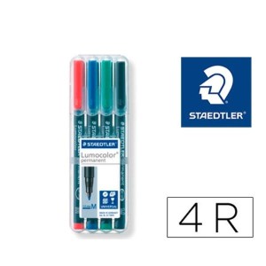 Penne Lumocolor Permanent 4 colori assortiti 1 mm medio adatti a qualsiasi superficie dry safe inchiostro permanente