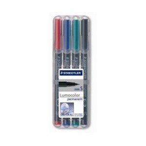 Penne Lumocolor Permanent 4 colori assortiti 0.4 mm superfini adatti a qualsiasi superficie dry safe inchiostro permanente