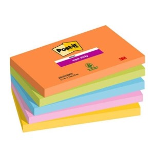 Foglietti Post-it Super Sticky 76 mm x 127 mm 5 blocchetti da 90 fogli Boost