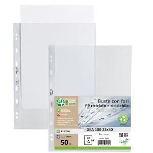 CF50 BUSTE FORATURA UNIVERSALE PP BUCCIA RICICLATO E RICICLABILE CON FORATURA UNIVERSALE RINFORZAT (MEDIO SPESSORE)