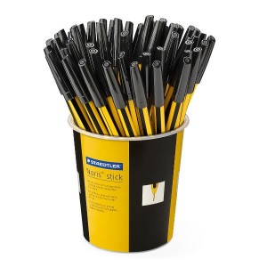 CF50 NORIS STICK PENNA A SFERA NERA LUNGO PUNTALE IN OTTONE FUSTO ESAGONALE