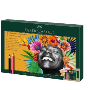 Gift Set Polychromos Pitt Graphite Matt gift set 50 pezzi 40 matite colorate 8 matite Pitt Graphite Matt 1 temperamatite 1 gomma