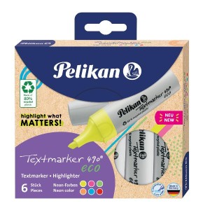 Evidenziatore textmarker 490 ECO NEON blister da 6pz colori assortiti