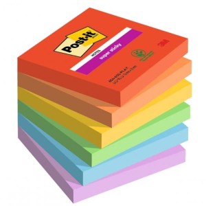 Foglietti Post-it Super Sticky 76 mm x 76 mm 6 blocchetti da 90 fogli Playful
