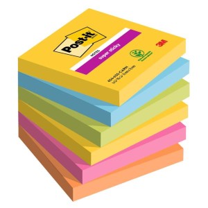 Foglietti Post-it Super Sticky 76 mm x 76 mm 6 blocchetti da 90 fogli Carnival