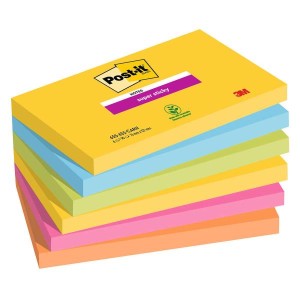 Foglietti Post-it Super Sticky 76 mm x 127 mm 6 blocchetti da 90 fogli Carnival