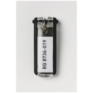 Portachiavi colore nero in plastica l etichetta è sempre visibile pratica chiusura a scatto spazio per 2-3 chiavi (conf.6)