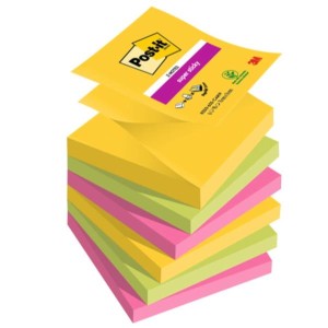 Foglietti Post-it Super Sticky Z-Notes 76 mm x 76 mm 6 blocchetti da 90 fogli Carnival