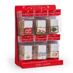 ESPOSITORE IN CARTONE CON 72 BUSTE IN PPL DA 6 SEGNAPACCHI NATALIZI ASSORTITI