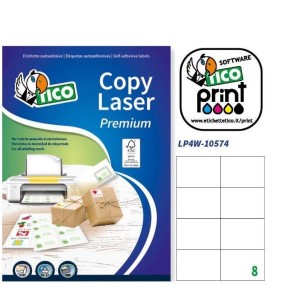 AUTOADESIVE A4 SENZA MARGINI F.TO 105X74 - ETICHETTE PER FOGLIO 8 (100PZ.)INKJET/LASER/COPY