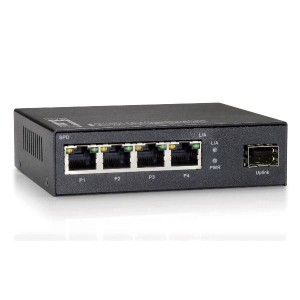 5-Port Gigabit Ethernet Switch 1 Port SFP Metal Chassis Exteranl Power Adapter Provides wall or desktop mounting