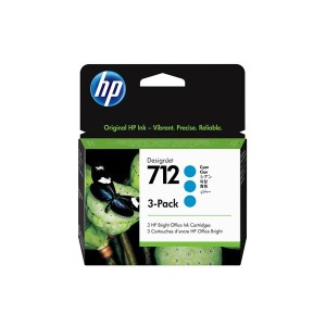 HP 712 3-Pack 29-ml Cyan DesignJet Ink Cartridge